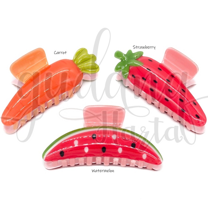 Jedai Big Fruit Hairclip Motif Strawberry Carrot Watermelon GH 213817