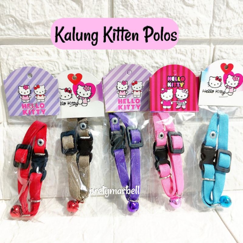 Kalung Kucing Kitten Polos Lonceng 12mm