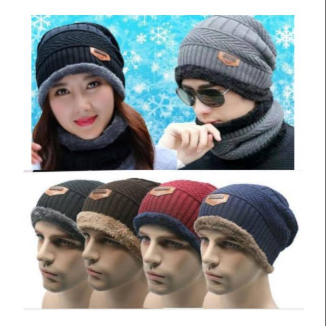 Trendy wol topi kupluk gunung travel fleece rajut hangat lembut Beanie hat Orlando pria wanita