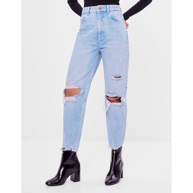 Bershka Olivia Mom Ripped Jeans