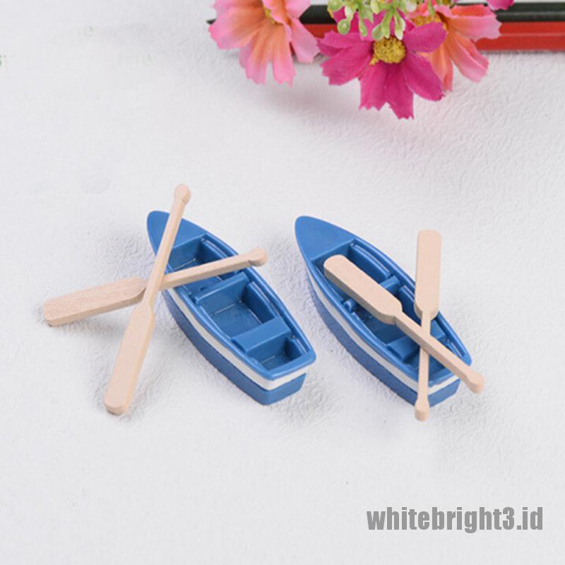 (white3) 1 Set Miniatur Perahu Untuk Dekorasi Taman Peri