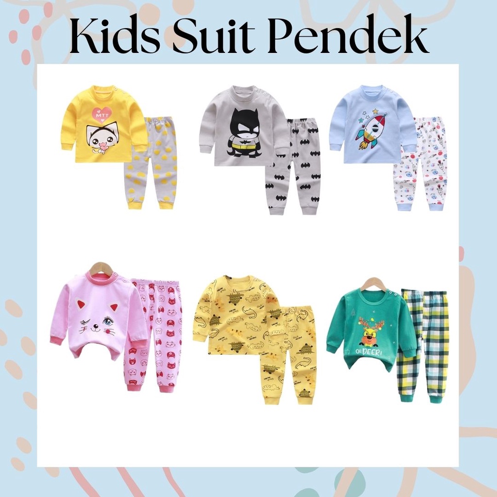 LittleAaron KIDS SUIT PANJANG Setelan Anak Bahan Kaos Lengan Berkualitas Import cewek cowok NEW4