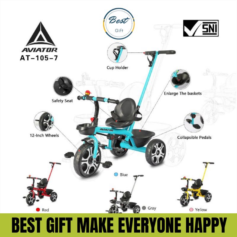 Stok Baru Aviator Tricycle AT-105-7 Sepeda Anak Roda 3