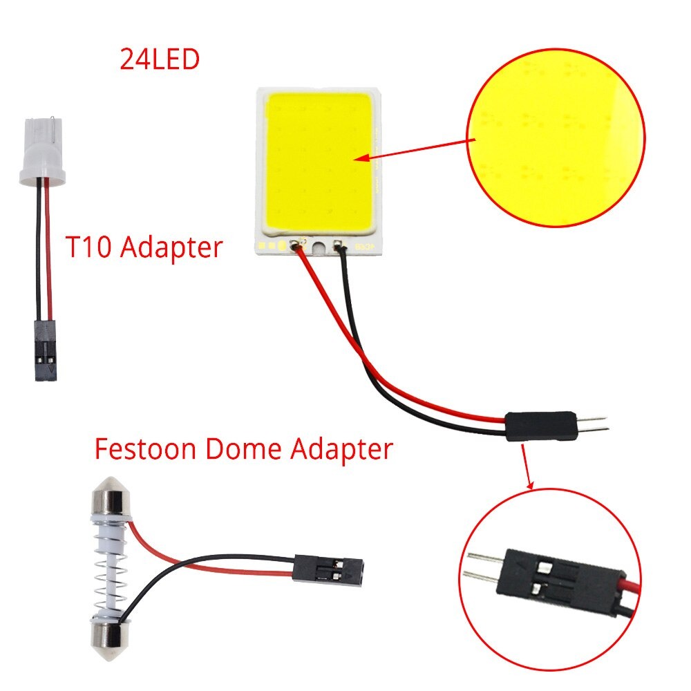 [24 Titik Led] Lampu LED Kabin Plafon COB Plasma UNIVERSAL COB 24 titik Lampu Mobil 24 Mata 3.6 x 2.6cmFestoon T10