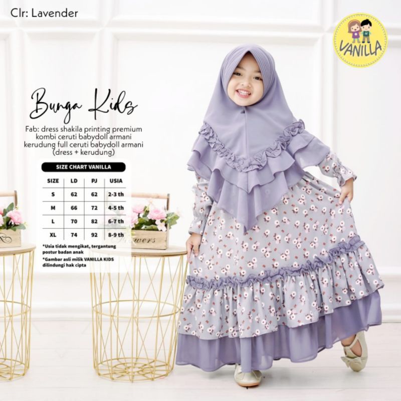 Bunga Kids by Vanilla gamis+hijab