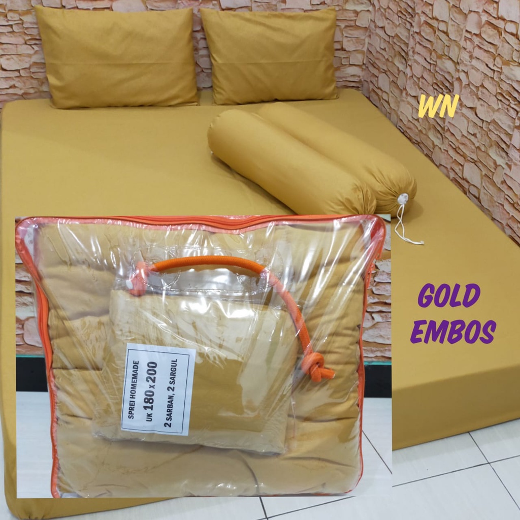 Waty grosir sprei 180x200 set bedcover polos embos bedcover premium