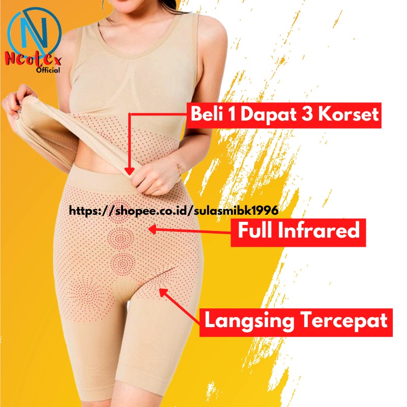 Korset Pelangsing Infrared  3 in 1 Perut Buncit Wanita Pembakar Lemak Hot Body Slimming Suit