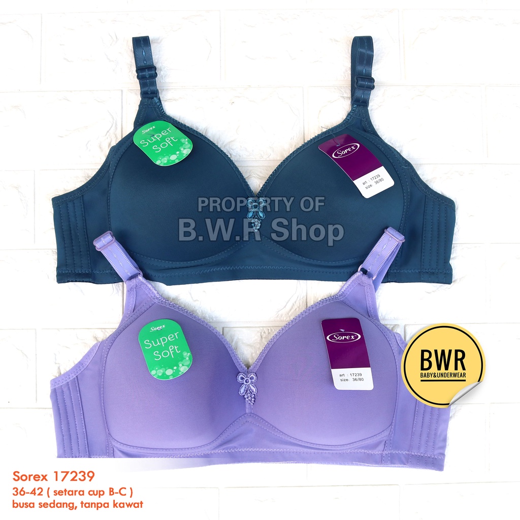 [ 1pc &amp; 3pc ] Bra Sorex 17239 | Bra BH Sorex Busa 17239 Wanita Wanita Dewasa Busa Sedang ( Cup B-C ) Tanpa Kawat Kancing 3 PILIH WARNA | Bwr