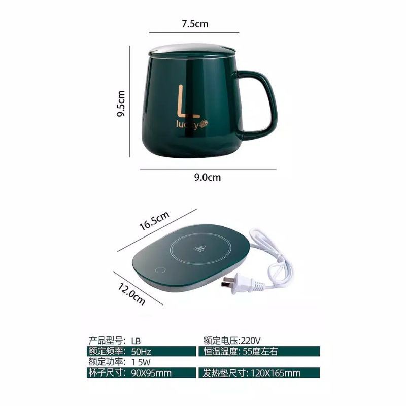 Gelas set keramik  Mug Cangkir Gelas Listrik Pamanas Penghangat Minuman Cup Coffee Warmer Elektrick Keramik