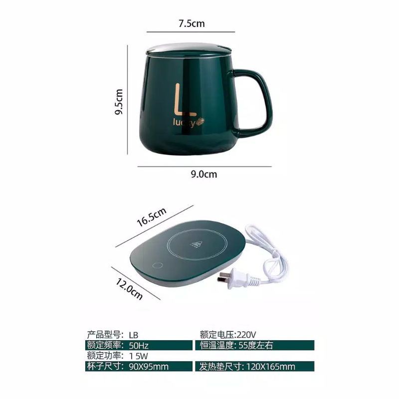 Gelas Mug Cangkir Elektrik Set Keramik Pemanas 55 Derajat Penghangat Kopi Teh Cup Coffee Warmer Ceramic ORIGINAL