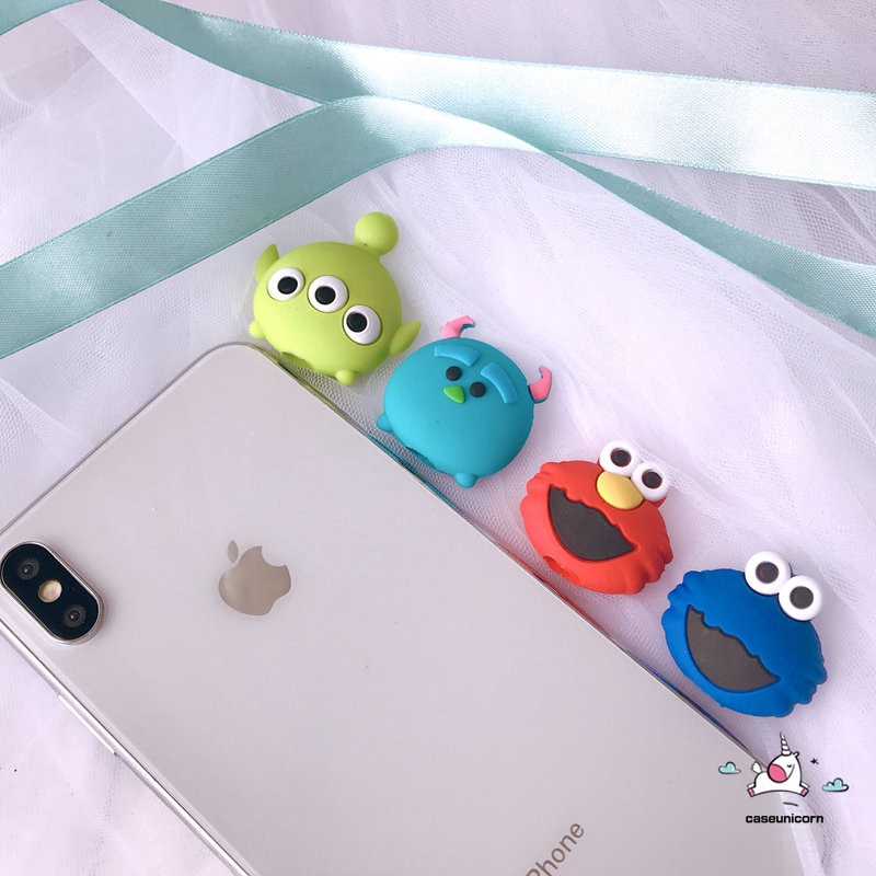 Case Pelindung Kabel Data Charger Motif Kartun Beruang Disney Sesame Street Untuk Iphone Android Oppo Huawei Vivo