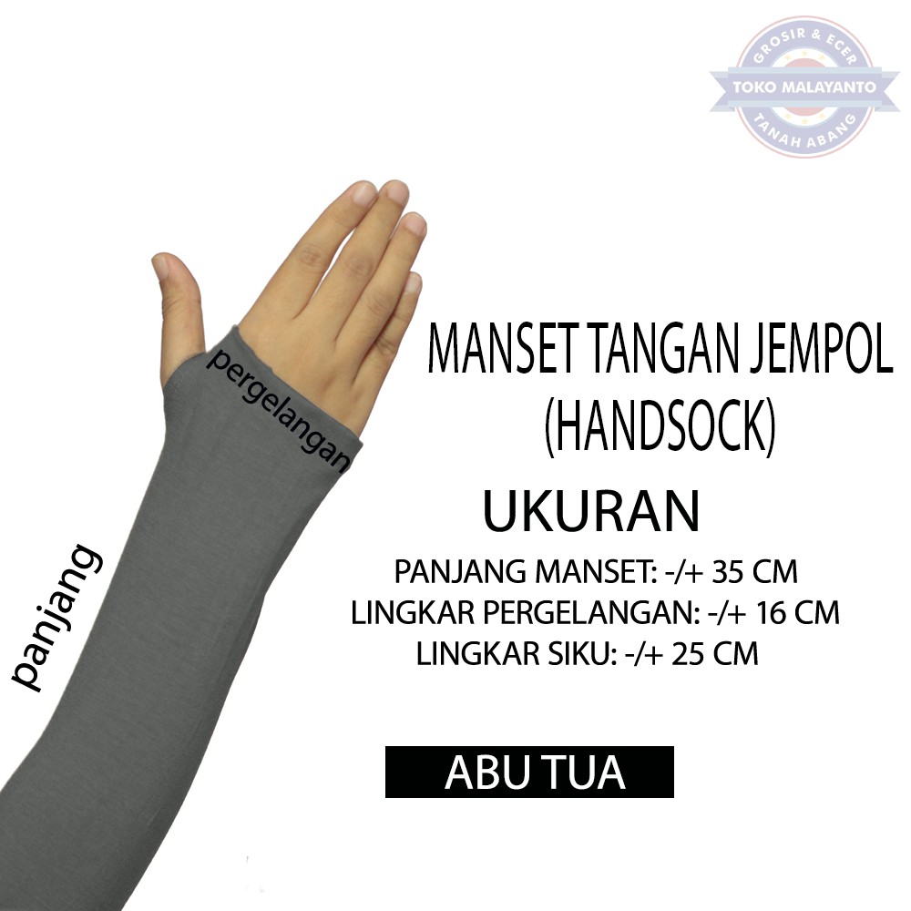 MANSET TANGAN DAN MANSET TANGAN JEMPOL  Pria dan Wanita/Fingerless/Handshock Jempol Polos Bahan KAOS-Abu Tua
