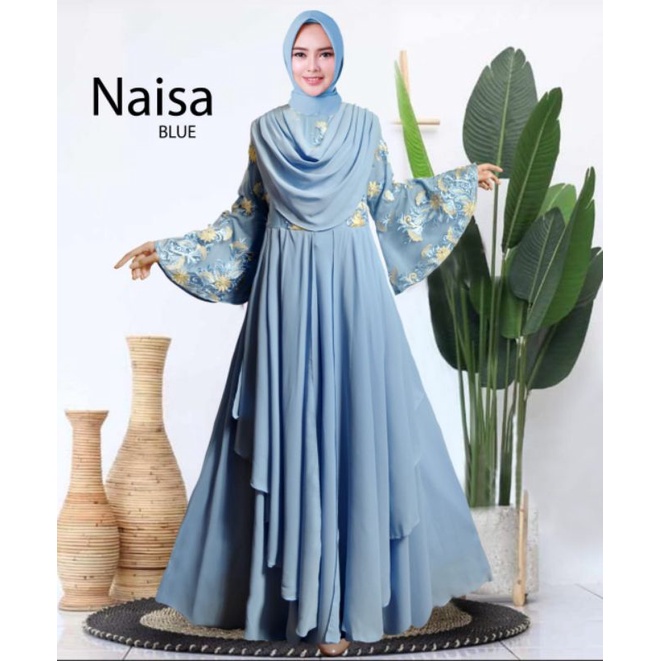 Baju Pesta Wanita Muslim Kondangan Brukat Mewah Elegan Gaun Muslimah Terbaru 2022 Maxy Naisa Lebaran