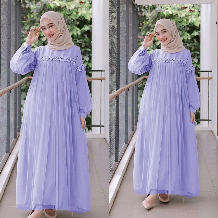 BAJU GAMIS BRUKAT WANITA TERBARU 2021 MODEL KEKINIAN DUYUNG BROKAT MUTIARA PESTA KONDANGAN MOSCREPE