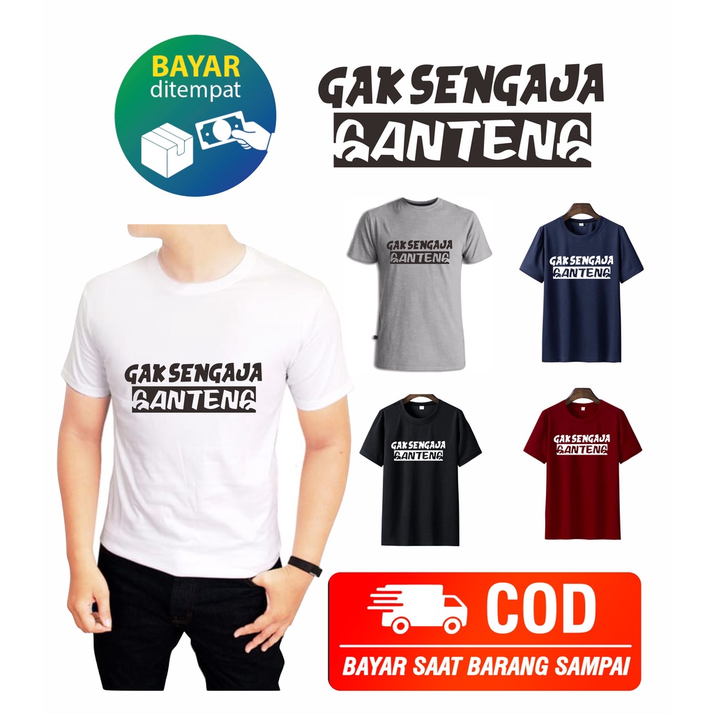 Kaos Oblong Kaos Expresi Gak Sengaja Ganteng Kaos Kekinian Termurah Atasan Kaos tshirt