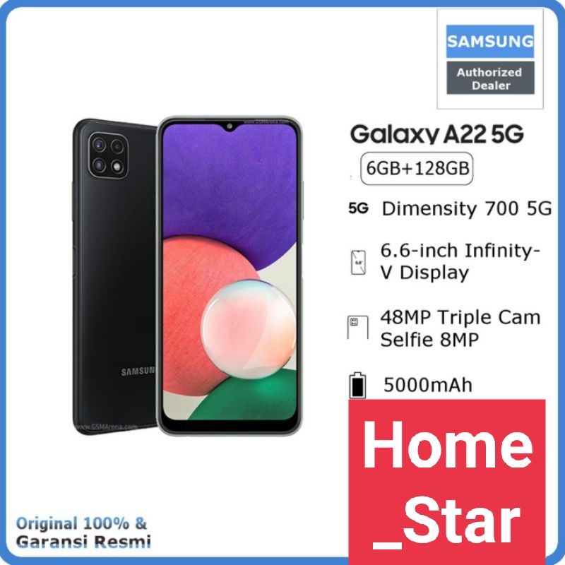 SAMSUNG GALAXY A22 5G RAM [6+128GB ] GARANSI RESMI 15 Bulan