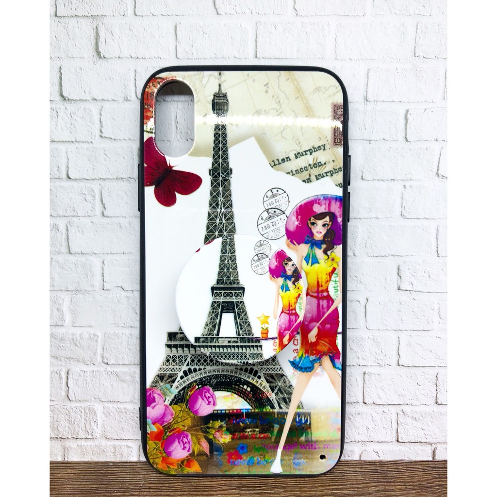 Hardcase Fuze Casing Iphone X/ Xs Paris + POP socket Kilat Glossy Moon Kaca Fuze