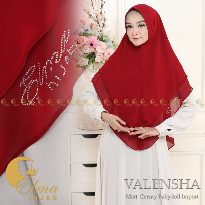 Jilbab Instan  Khimar Valensha 2 layer Ceruty Babydoll By Elma Hijab