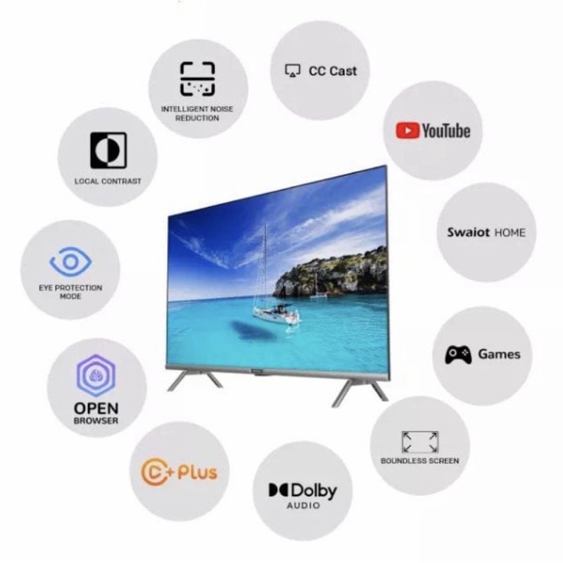 COOCAA 32S3U LED TV 32 inch SMART TV DIGITAL - Framless - Dolby Audio