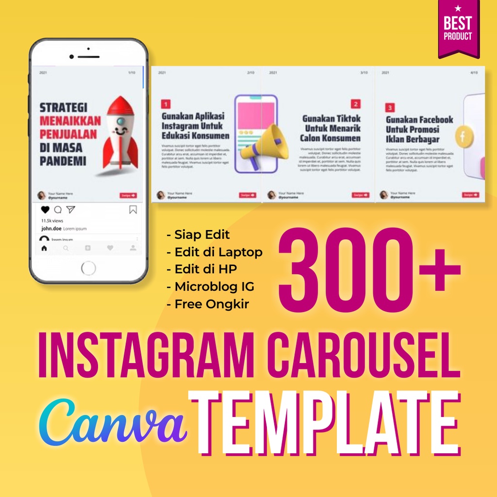 300 Template Instagram (Microblog) Carousel Canva