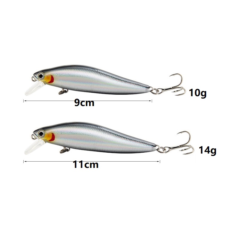 Shengyao 1pc Umpan Pancing Minnow Fishing Lure Tiruan Bentuk Ikan 10g 14g Dengan 3X Kail Treble Bait