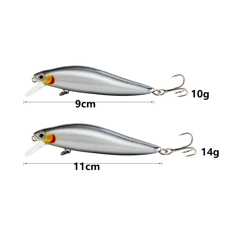 Shengyao 1pc Umpan Pancing Tiruan Bentuk Ikan 10g 14g Dengan 3X Kail Treble Minnow Fishing Sinking Lure Bait