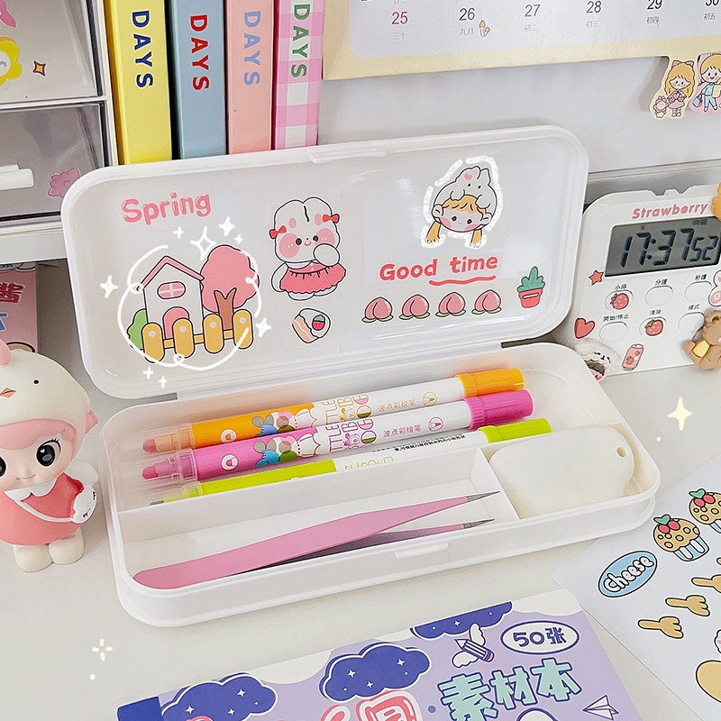 50 Lembar Stiker Kertasselotip Washi Motif Kartun Lucu Kapasitas Besar Untuk Dekorasi Scrapbook DIY