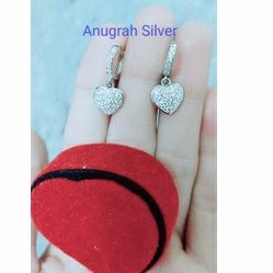 (COD)Anting jepit fashion gantung remaja/dewasa love kilau perak asli 925/Silver lapisan emas putih murni