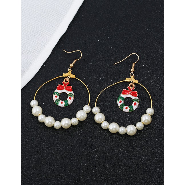 LRC Anting Gantung Fashion Color Snowman Elk Earrings D22059