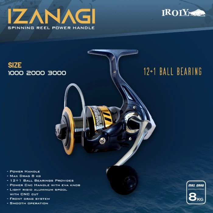 reel pancing kuat 121 bearing Iroly Izanagi 3000 power handle