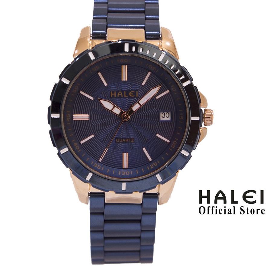 9.9✔️Haleiwatch  Jam Tangan Halei  Wanita Sporty Navy 8033 L Biru Rosegold Garansi 1 Tahun Resmi Off