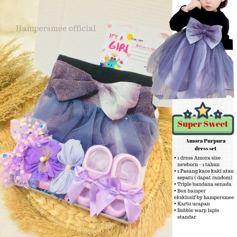 HAMPERSMEE SET PREMIUM - HAMPERS BAYI HAMPERS BABY KADO BAYI BABY GIFT HADIAH KELAHIRAN NEWBORN MURAH HEMPERS BAYI PARCEL BAYI BARU LAHIR-Amora Purpura Set