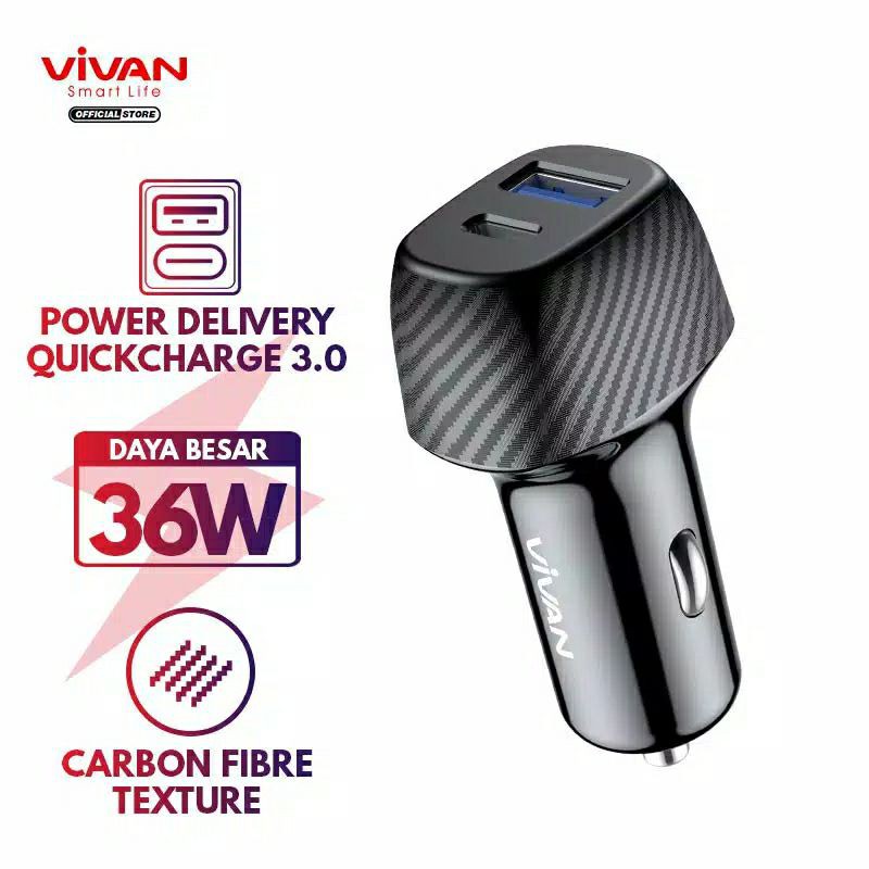 Vivan CC02P Car Charger 36W Quick Charge