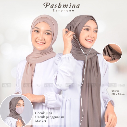 Pashmina Instan With Earphone Hole 200x75 bahan jersey zoya adem lembut jatuh tidak menerawang