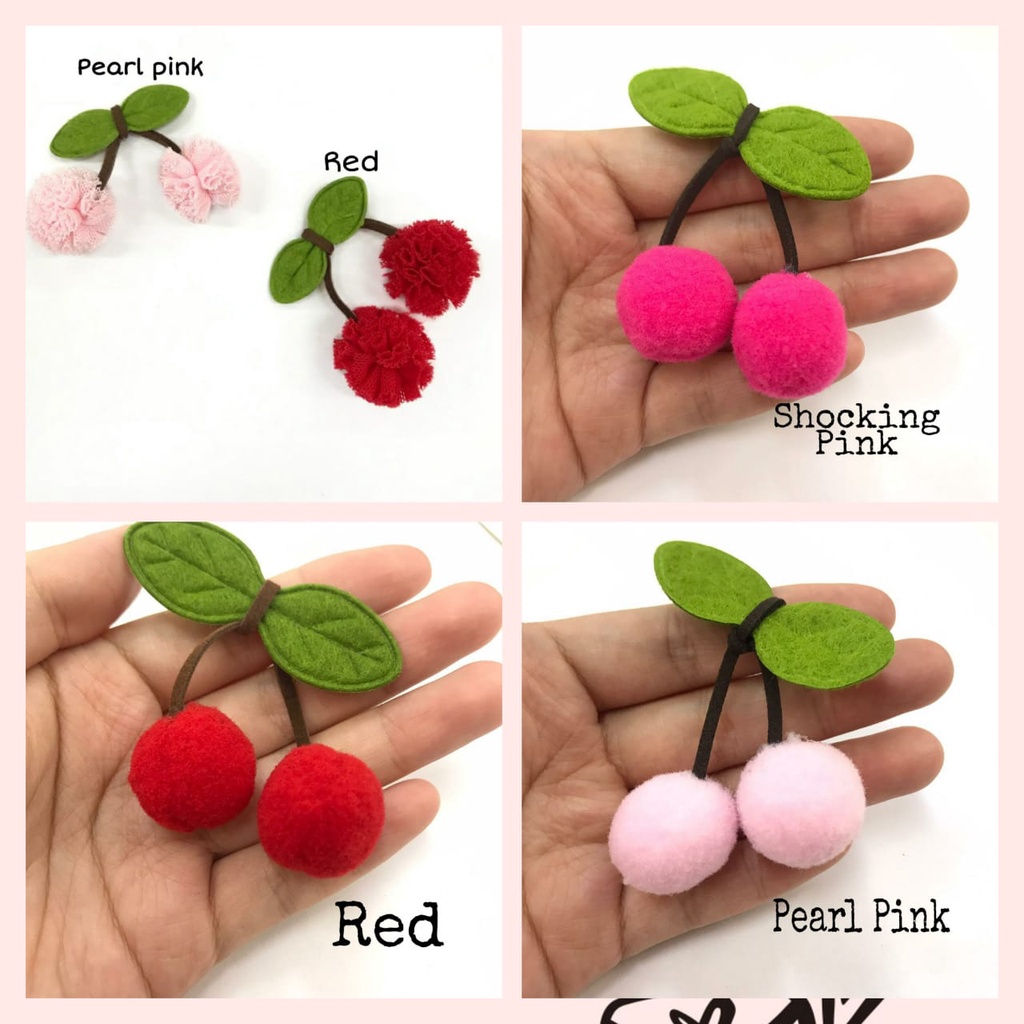 1 BUAH - 6 CM POMPOM CHERRY | POM TILE | CHERRY POMPOM TULLE | SIET DAUN PLONG