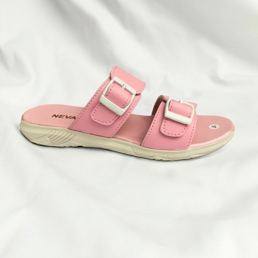 Sandal Flat Wanita Jepit Slop gesper strap 2 Warna Warni Nevada slip on