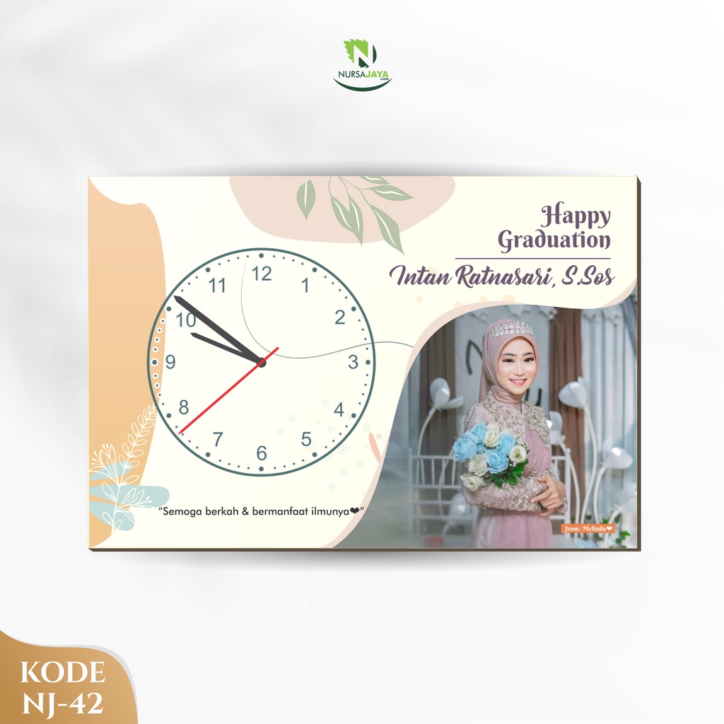 Jam Dinding Kotak Custom Hadiah Ulang Tahun / Kado Wisuda / Pernikahan Cetak Foto  pengantin wedding