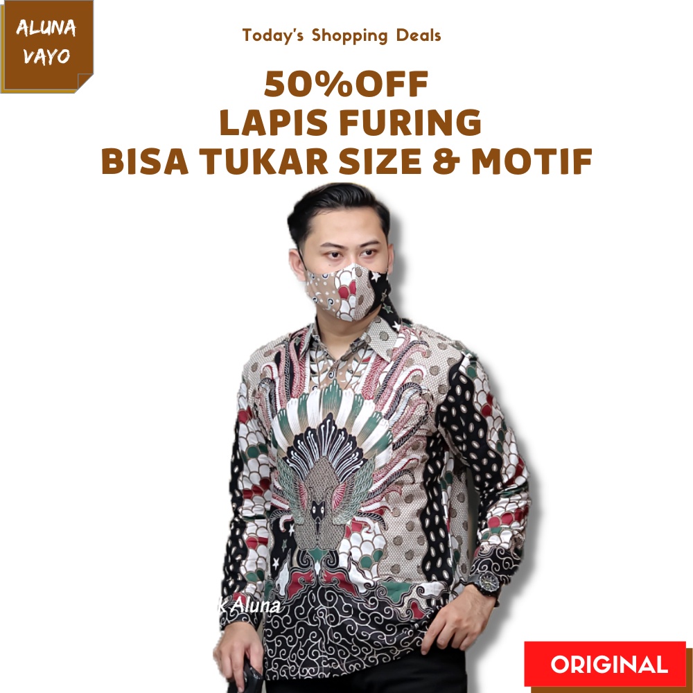 Baju Kemeja Kameja Atasan Hem Pakaian Batik Pria Lengan Panjang Couple Slimfit Modern Slim Fit Pekal