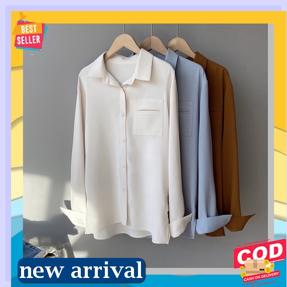 Kemeja Katun Bangkok Premium Atasan Korea Baju Murah Import Bs 41911 Baju Ke Campus Kuliah R.A - Omi