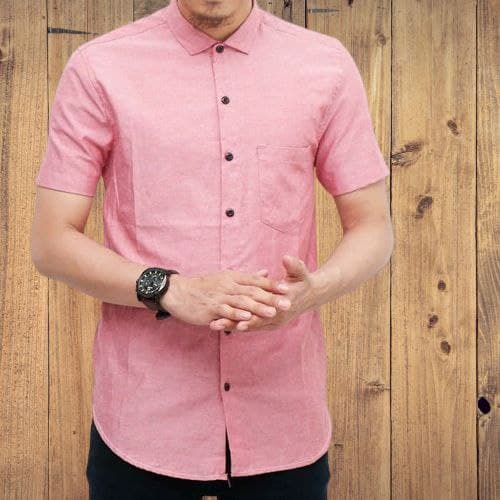 Bisa COD kemeja pria lengan pendek polos formal casual kerja santai