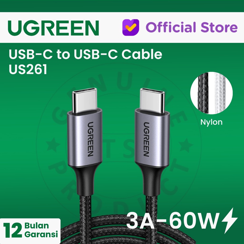 UGREEN Kabel USB-C 3A/60W Nylon Braided - US261