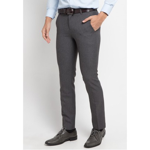 Lesta Langgeng - Celana Formal Pria - Slimfit - Abu Abu Gelap - Kain Gabardine - 27-38 ATEX