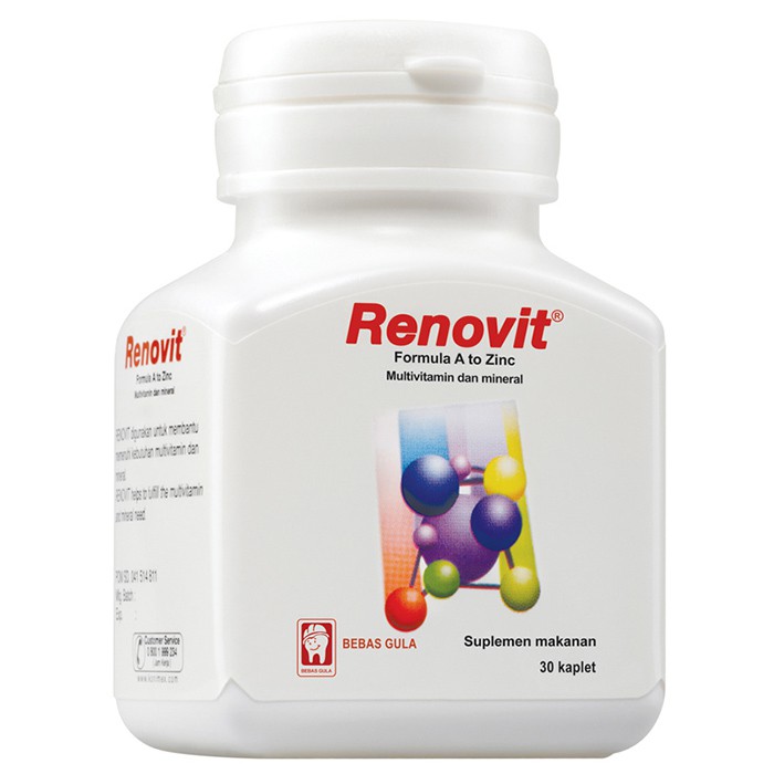 Renovit multivitamin & mineral botol isi 30 kandungan lengkap