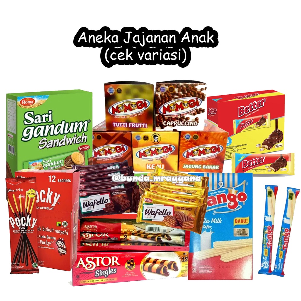 

[add-snack] Aneka Jajanan A (cek variasi, tango nabati siip fullo gerry top delfi selamat wafer better astor singles roma kalpa cream) anak