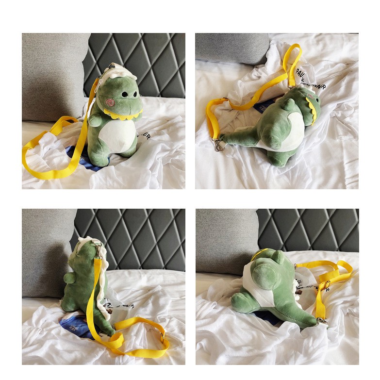 Tas Dino Tas Boneka Motif Dinosaurus Tas Selempang Bahu Kartun Dinosaurus/Tas Dinosaurus Boneka Selempang Dino Import / Tas Dino Bahan Plush Bentuk Kartun Dinosaurus Gaya Korea [KIRIM DARI JAKARTA]