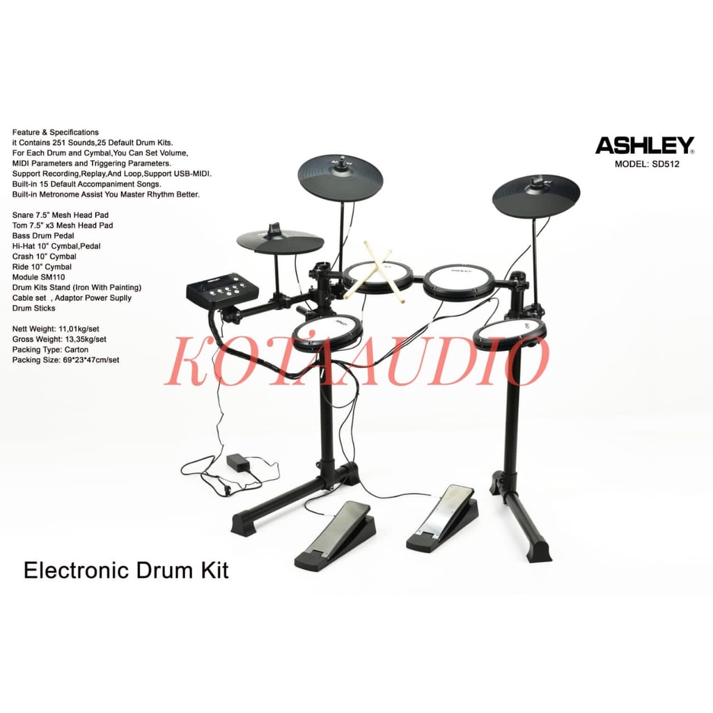 DRUM ELECTRICK ASHLEY SD 512 / DRUM ELEKTRIK ASHLEY SD512 ORIGINAL