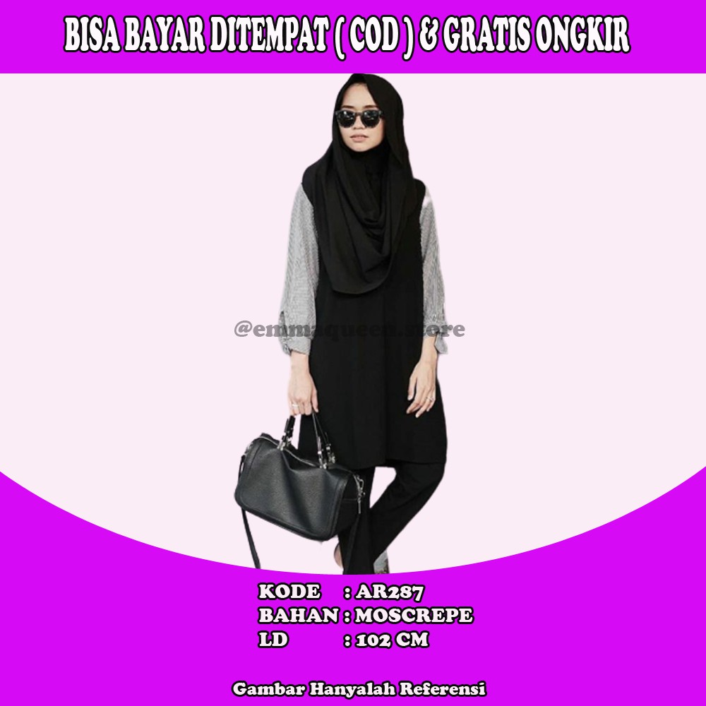 AR287 ATASAN  TUNIK TUNIK PANJANG MODEL  BAJU  ATASAN  TERBARU  