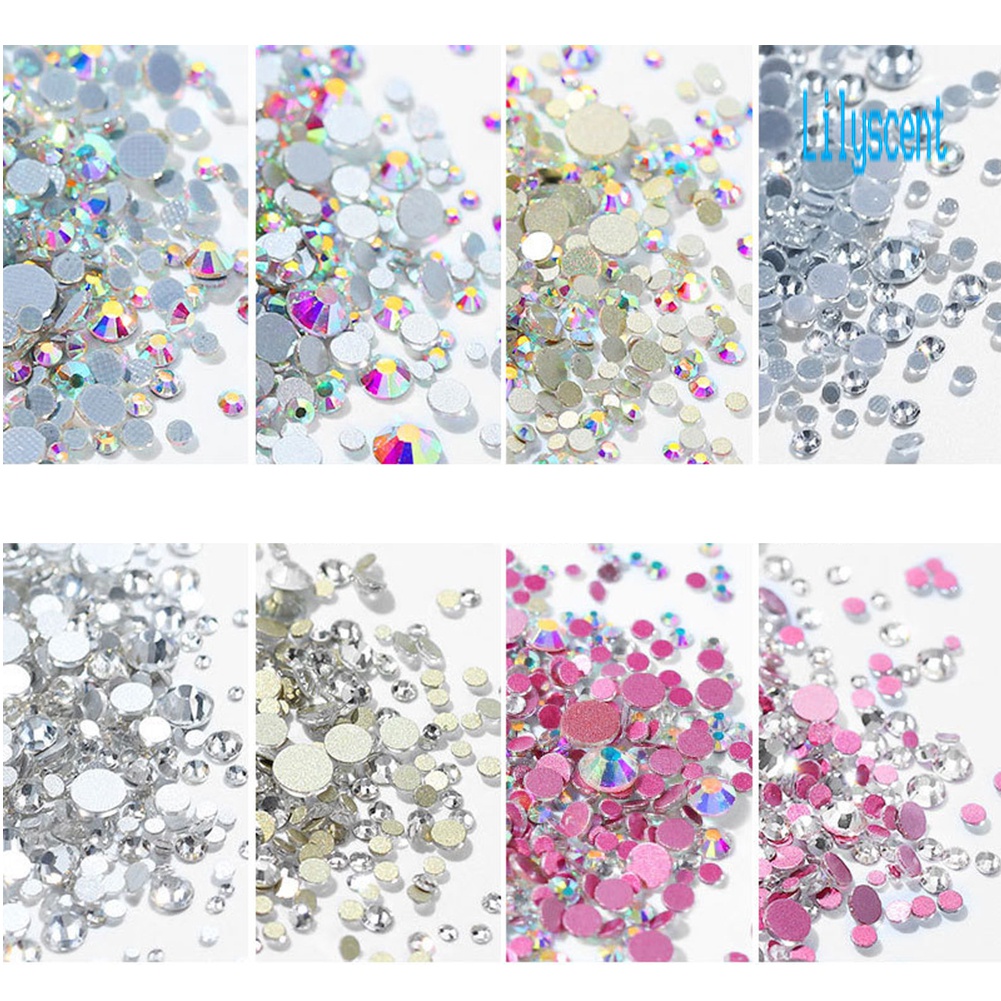 Lily 1440Pcs Manik-Manik Glitter Berlian Imitasi 3D Untuk Dekorasi Nail Art / Manicure DIY