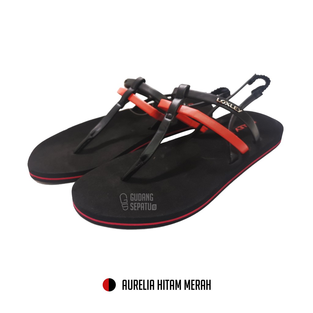 LOXLEY AURELIA - Sandal Wanita Black Red Size 37-40 Terjangkau Gratis Ongkir