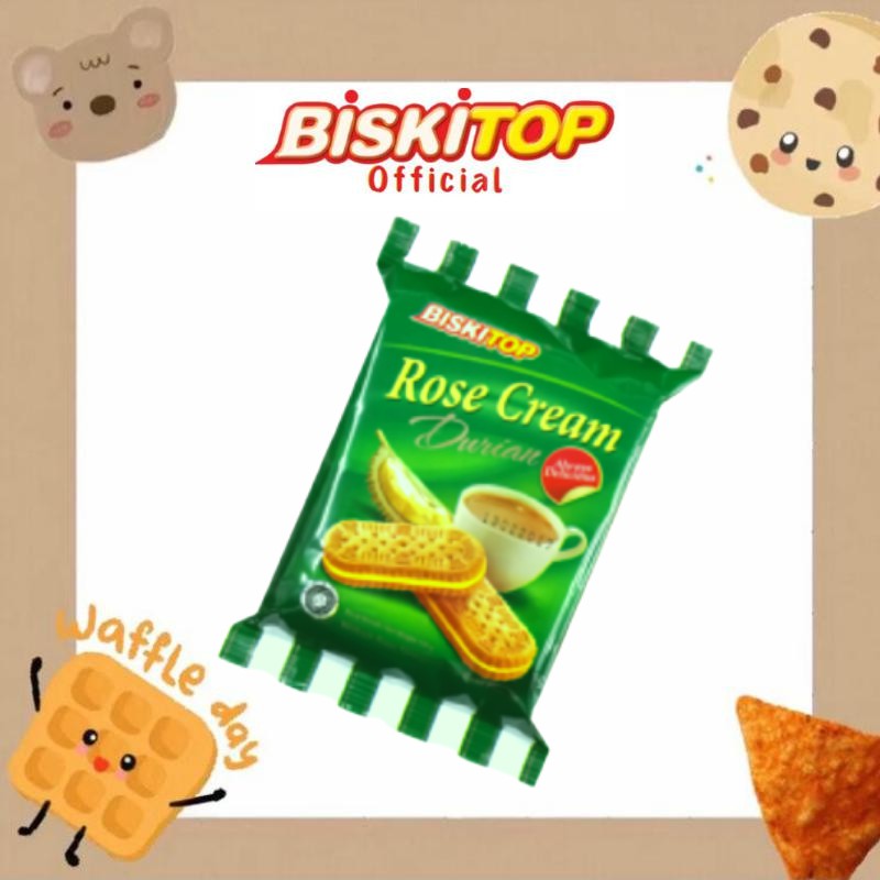 

BISKITOP OFFICIAL - ROSE CREAM 30 (120 Gram) Biskuit Enak Anak Dewasa Rasa Durian Vanilla Murah